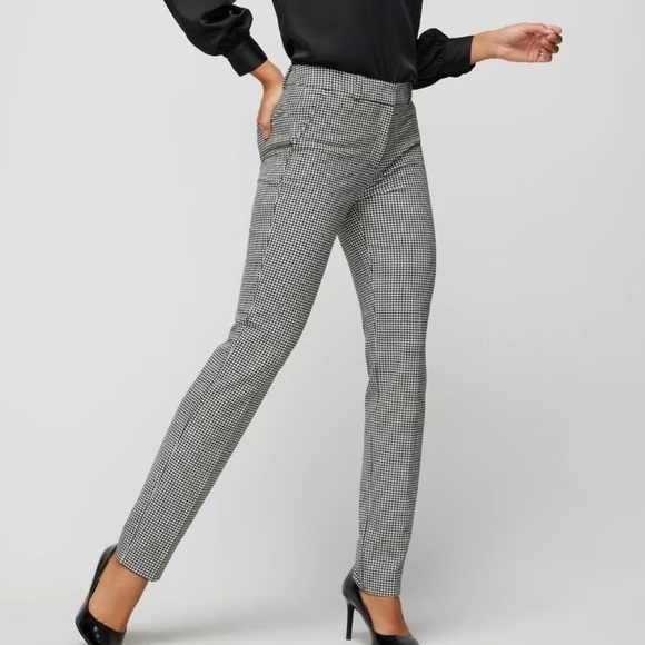 White House Black Market Black White Slim Ankle Trouser Stretch Pants 2 - Picture 2 of 6